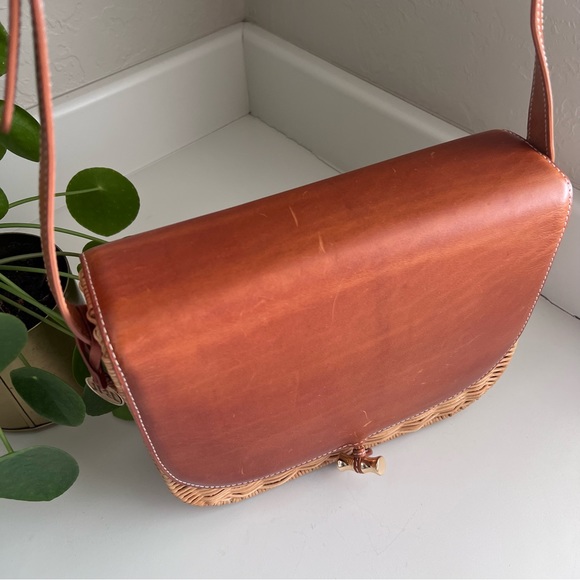 J. McLaughlin Bernice Leather/Wicker Saddle Crossbody - Picture 8 of 13